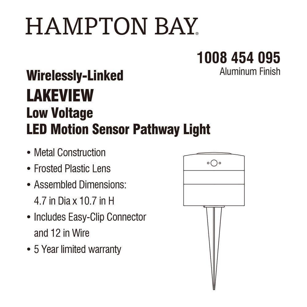 Hampton Bay Lakeview Low Voltage Silver Hardwired LED Weather Resistant Path Light KXX1501LX-01AL