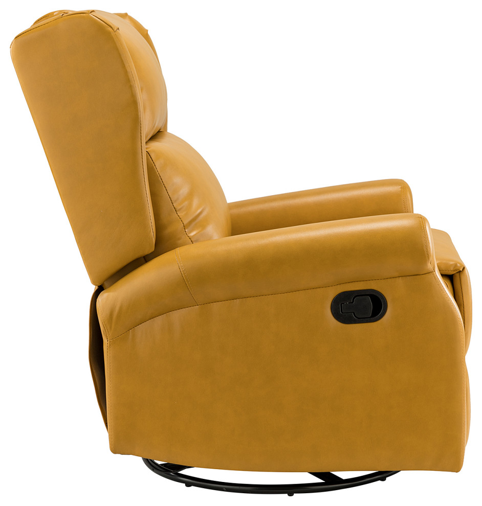 Comfy Faux Leather Manual Swivel Recliner With Metal Base   Contemporary   Recliner Chairs   by Karat Home  Houzz