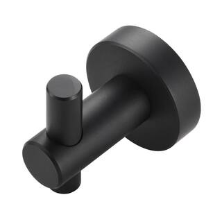 Zalerock Round 4-Piece Wall-Mounted Bathroom Robe Hook and Towel Hook with hidden mounting base in Black HU4003-4