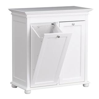 Home Decorators Collection Hampton Harbor 35 in. Double Tilt-Out Hamper in White BF-20938-WH