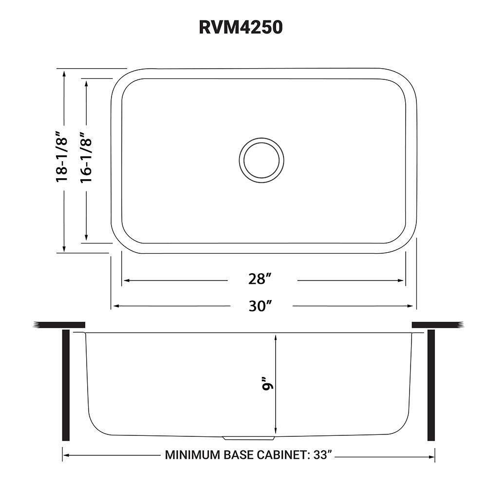 Ruvati 30 in. Single Bowl Undermount 16-Gauge Stainless Steel Kitchen Sink RVM4250