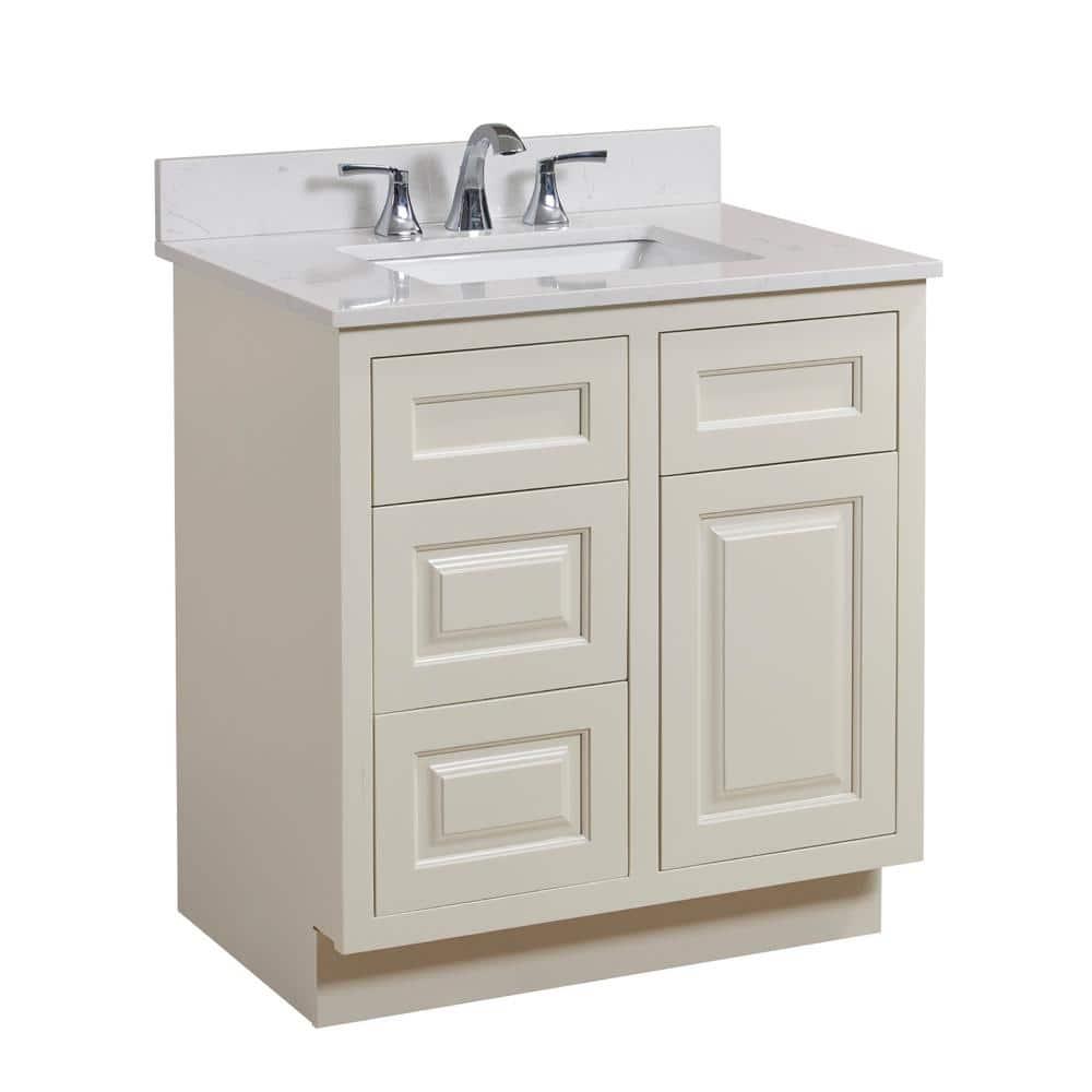 Altair 31 in W Engineered Stone Single Basin Vanity Top in Jazz White with White Basin