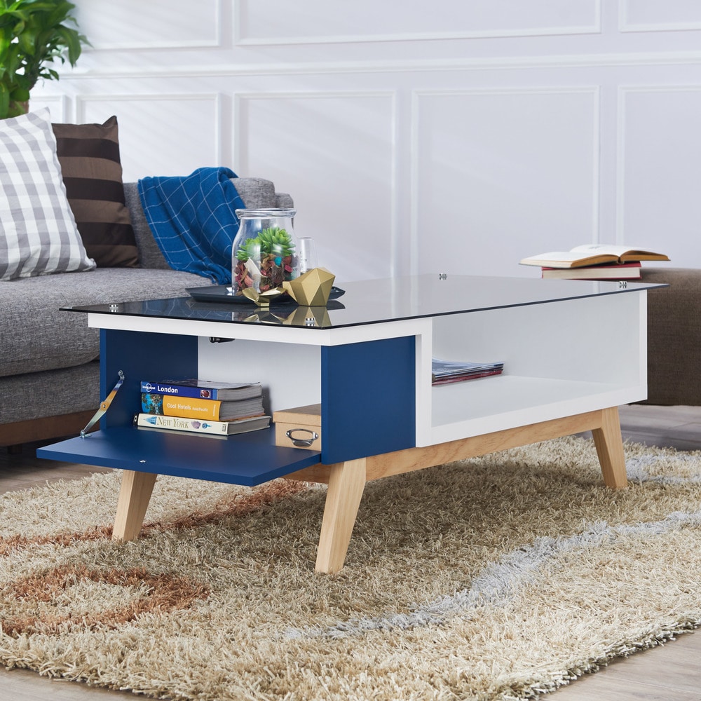 Yini Modern 47 inch Glass Top 1 Shelf Coffee Table by Furniture of America