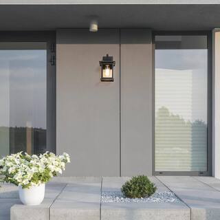 LNC Classic Black Outdoor Wall Lantern Sconce Contemporary 1-Light Hardwired Wall Light with Clear Glass Shade (2-Pack) Y7BZJRHD1748DO8