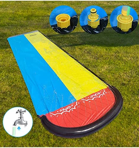 Terra Slip and Slide 16FT Inflatable Backyard Water Slide With Big Racing Lane Lawn Waterslide For Kids Pool Water Slides with Crash pad, Splash Sprinkler with 2 Slide Boogies For Outdoor Fun