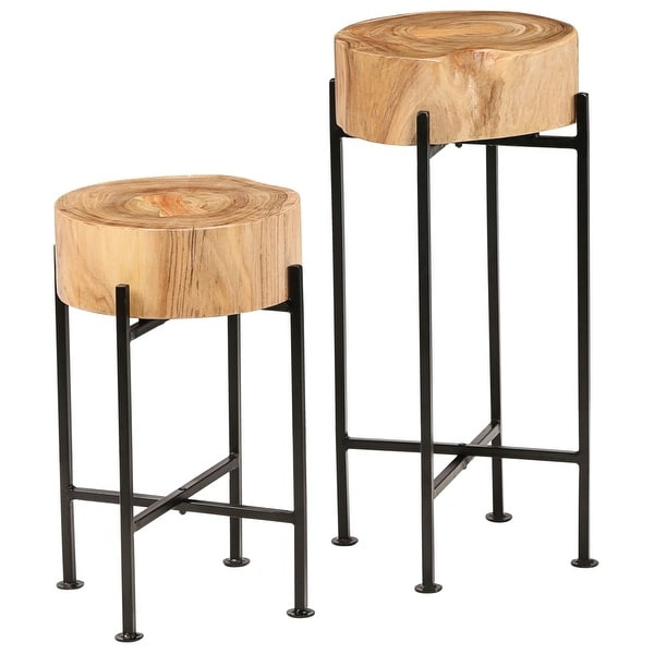 vidaXL Side Table Set 2 Pieces Solid Acacia Wood - 11.8