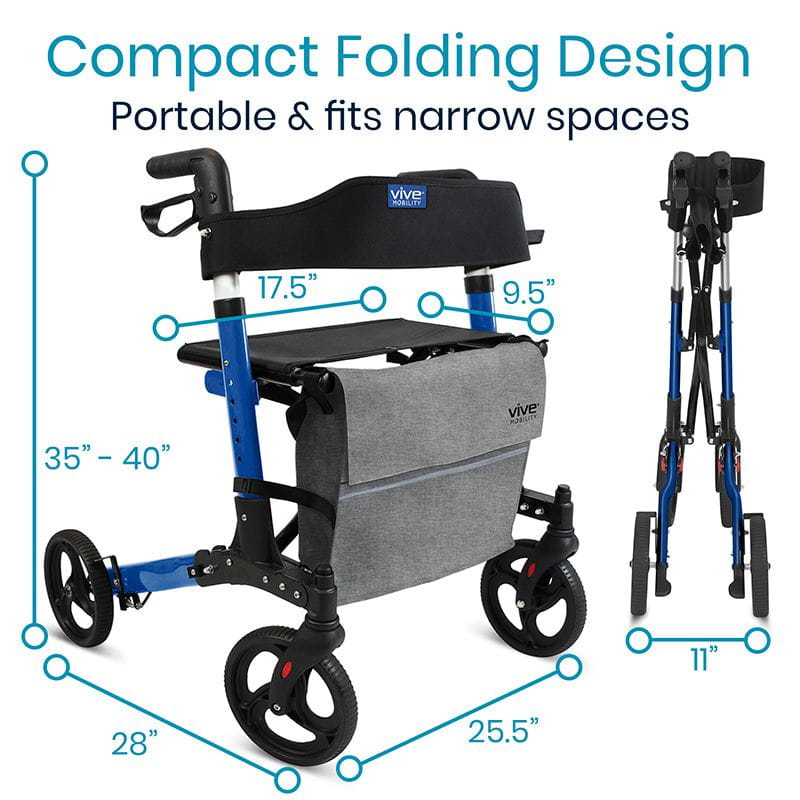 Vive Health Foldable Lightweight Rollator Series T For Seniors