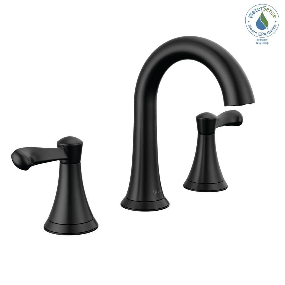 Delta Esato 8 in Widespread Double Handle Bathroom Faucet in Matte Black