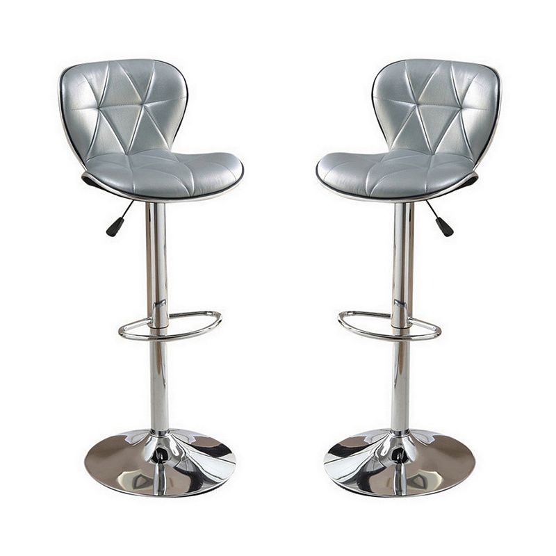 Polyurethane Swivel Barstool Silver Set of 2