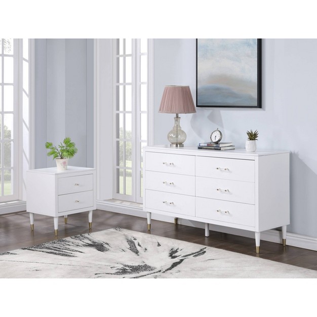 2pc Stanton Modern 6 Drawer Dresser And 2 Drawer Nightstand Set Manhattan Comfort