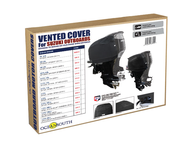 Oceansouth Heavy Duty Vented Cover for Suzuki Outboard V6 3.6L - DF200， DF225， DF250 (2003-2023)