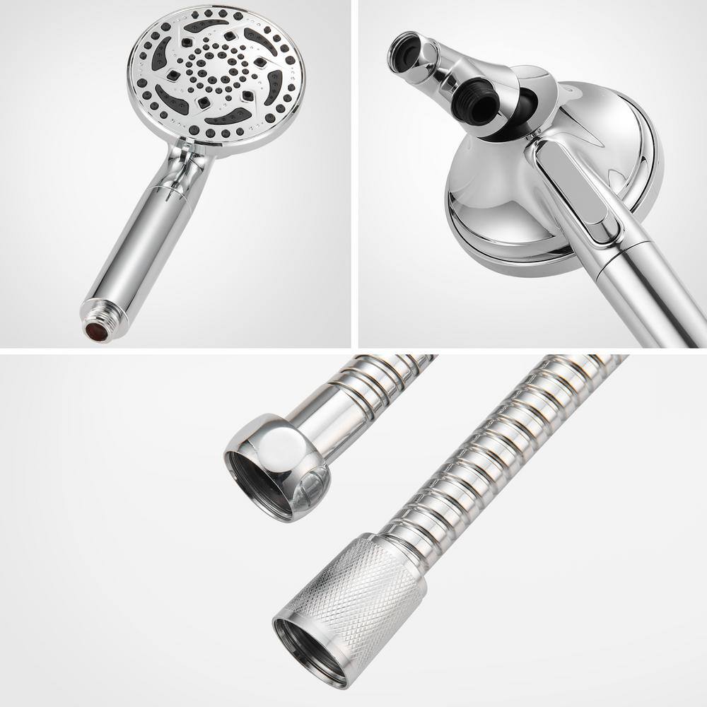 Heemli 7-Spray Pattern 4.92 in. Wall Mount Handheld Shower Heads 1.8 GPM Removable Shower hose in Chrome KAF07C