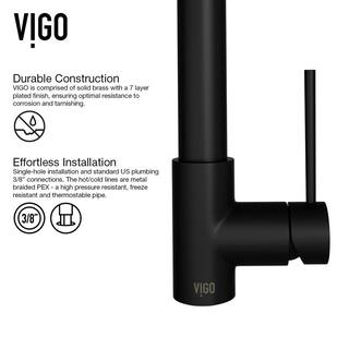 VIGO Laurelton Single Handle Pull-Down Sprayer Kitchen Faucet in Matte Black VG02032MB