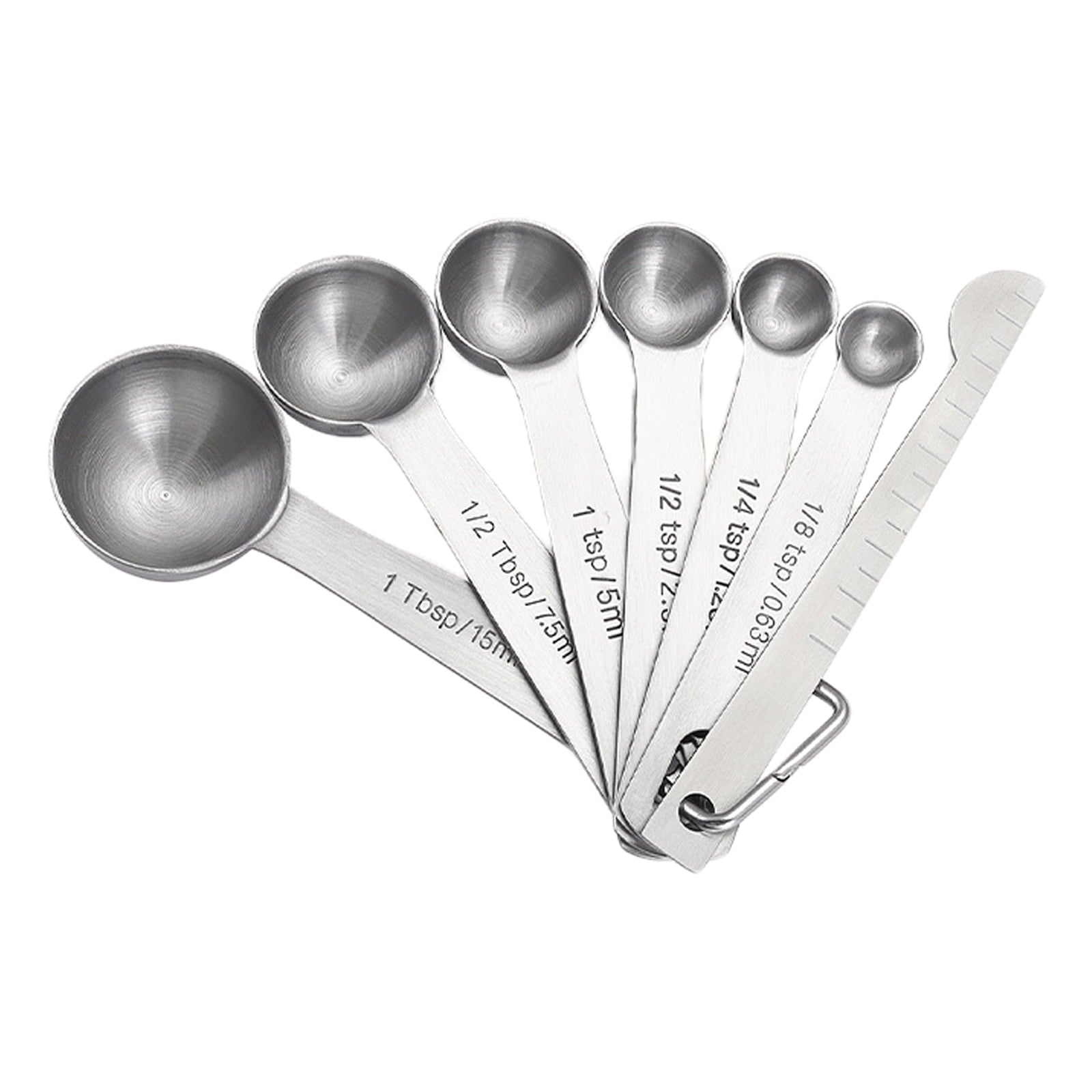 6PCS Measuring Spoons Set with Measuring Ruler for Dry and Liquid Ingredients Cooking Baking Utensils Stainless Steel Cookware Set Kitchen Gadgets