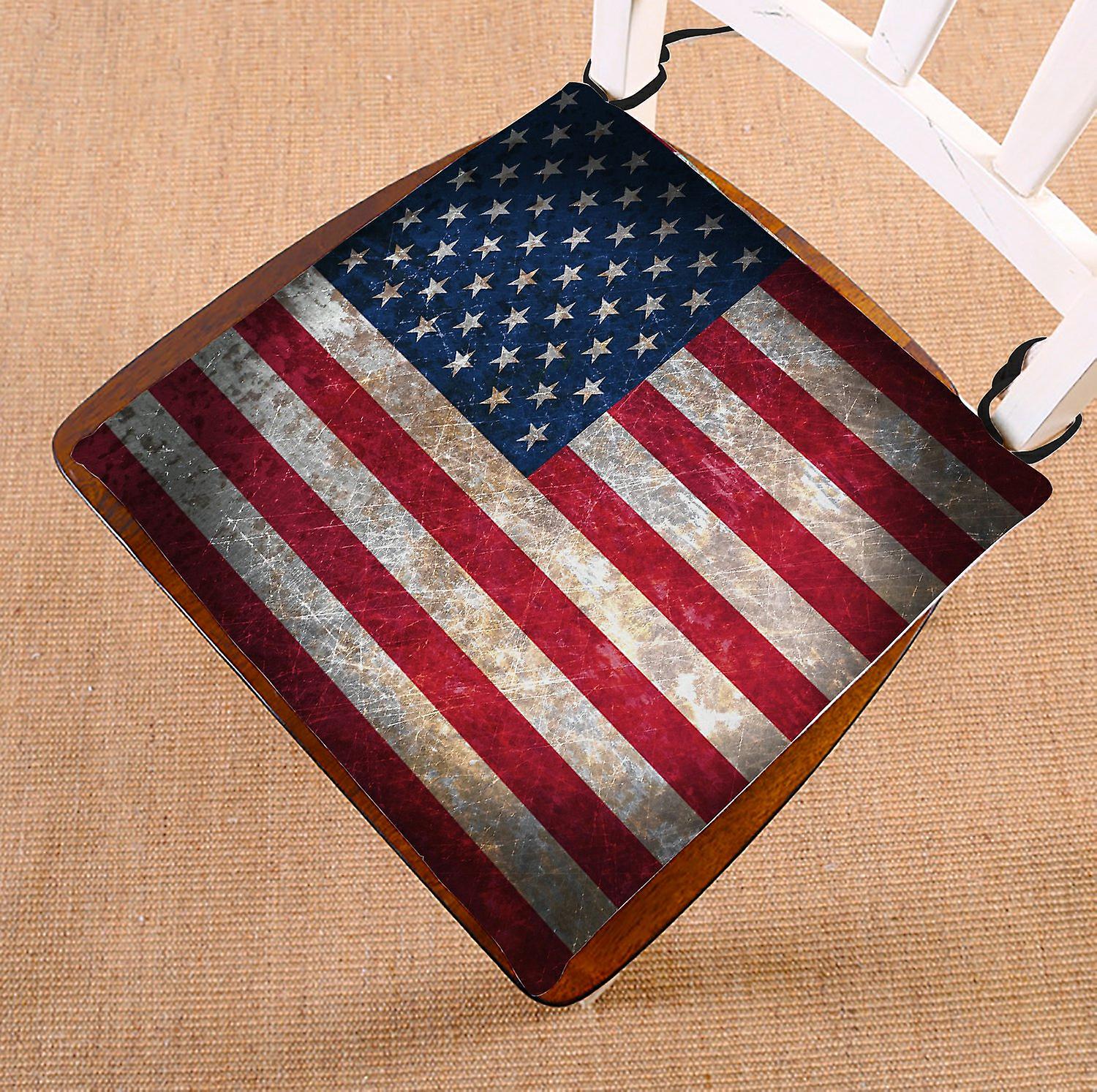 Vintage Retro Style Us Flag Chair Pad， Stars And Stripes American Flag Bule Red Seat Cushion Chair Cushion Floor Cushion 50x50 Cm