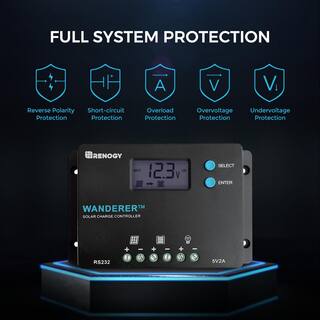 Renogy 100-Watt 12-Volt Off-Grid Solar Starter Kit w 1-Piece 100W Monocrystalline Panel and 10A PWM Wanderer Charge Controller RNG-KIT-STARTER100D-WND10