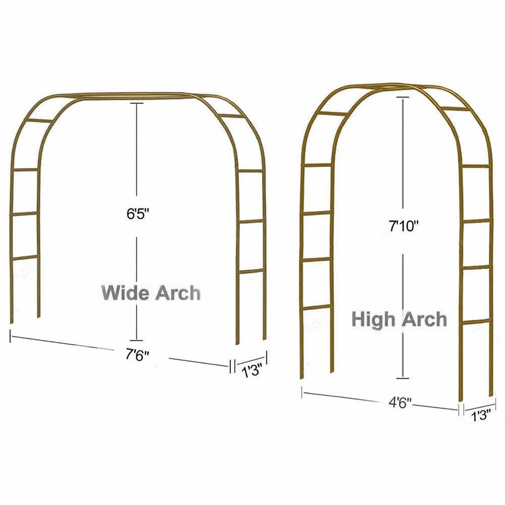 85 in. Gold Metal Garden Arch Wide Sturdy Metal Trellis TG22568