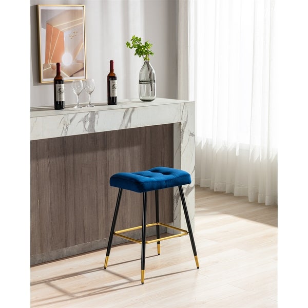 Vintage Counter Height Upholstered BarStools with Polyester Fabric Upholstery and Metal Frame