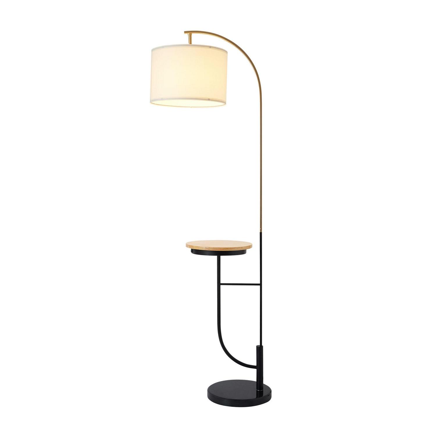 Teamson Home Danna Arc 65 Floor Lamp with Table and USB Port， White