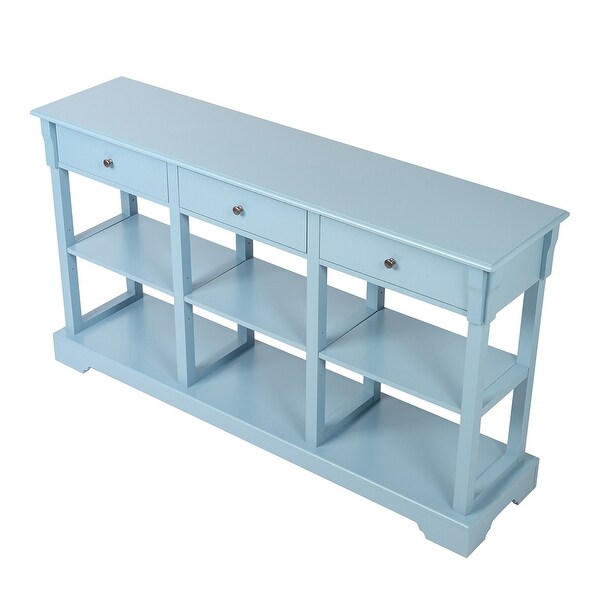 Console Table with Open Shelves and 3 Drawers for Living Room