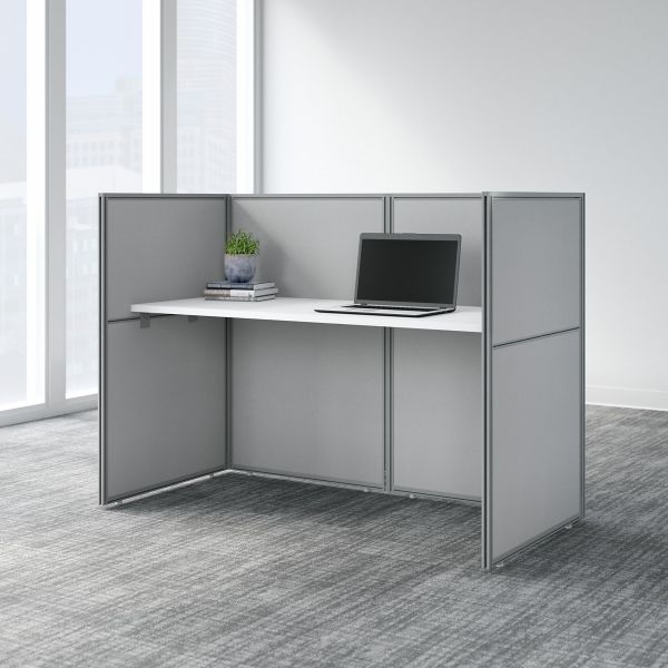 Bush Business Furniture Easy Office 60W Cubicle Desk Workstation with 45H Closed Panels in Pure White