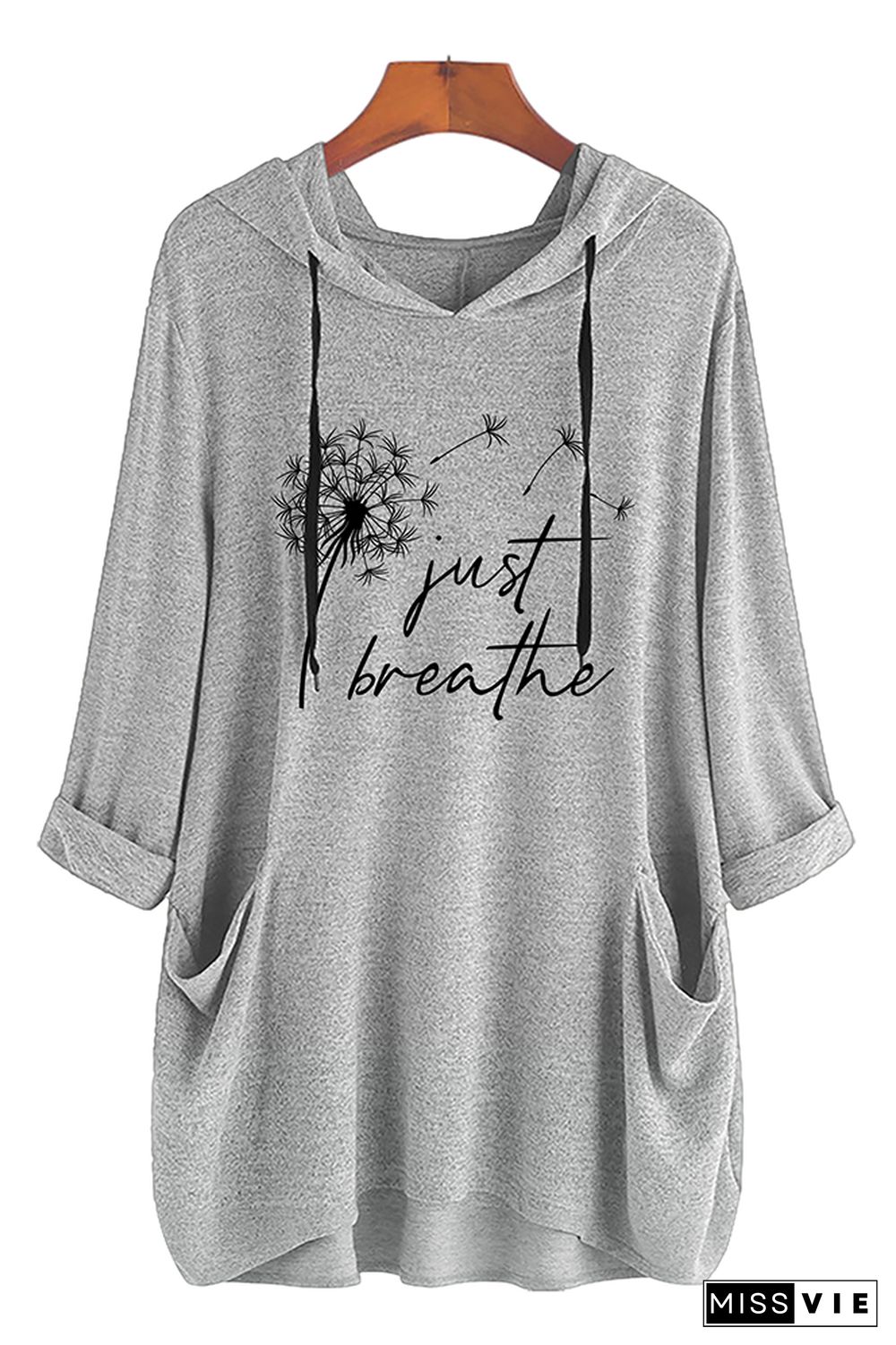 Just Breathe Dandelion Long Sleeves Hooded Dress Wholesale