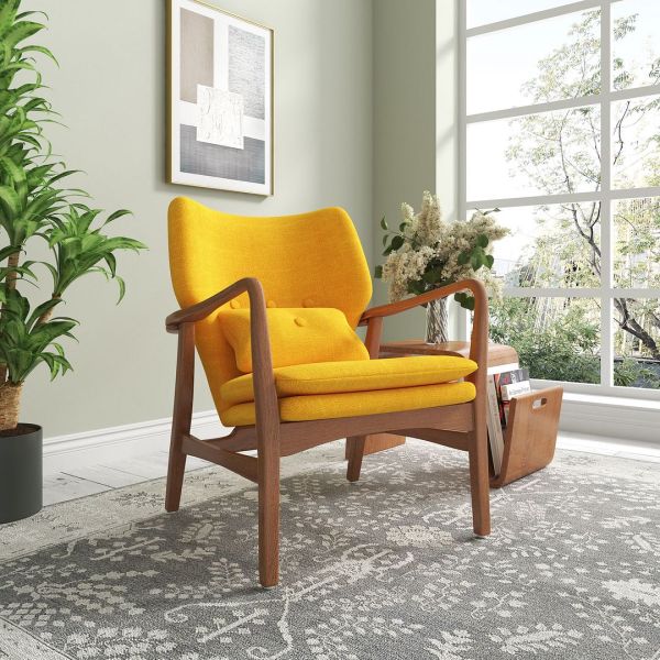 Bradley Accent Chair in Yellow and Walnut