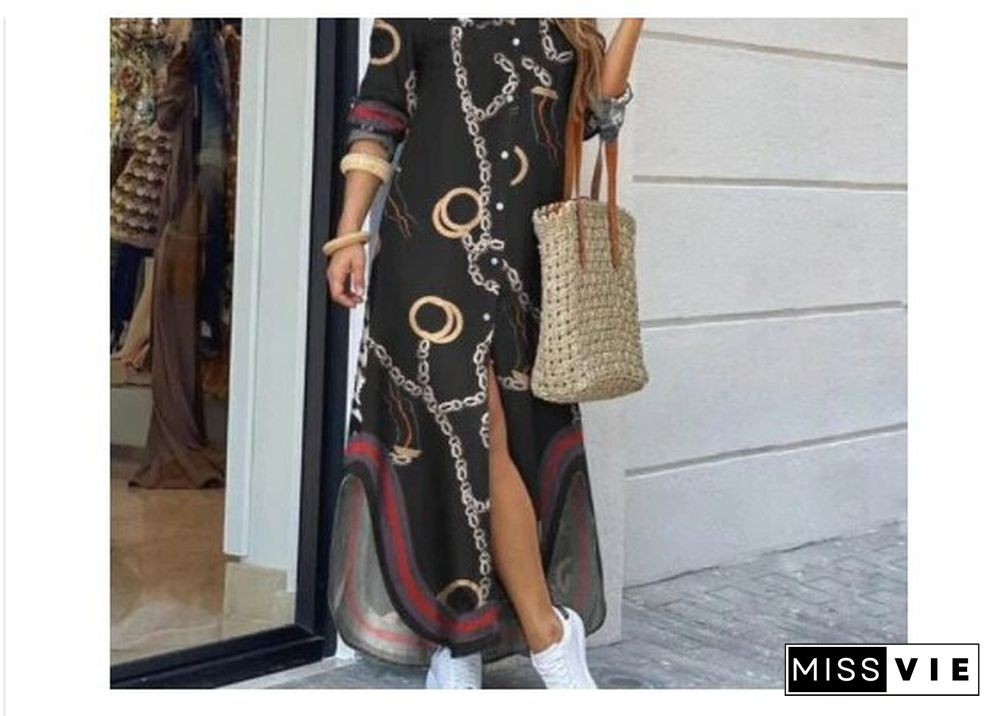 New European And American Spring And Summer Fashion Sexy Shirt Long Skirt Dress Women