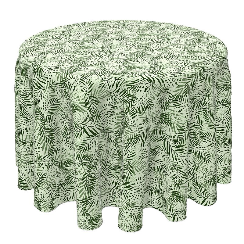 Round Tablecloth， 100% Cotton， 60 Round， Jungle Leaves