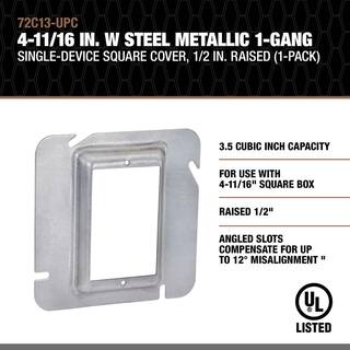 Southwire 4-1116 in. W Steel Gray 1-Gang Square Cover 12 in. Raised (1-Pack) 72C13-UPC