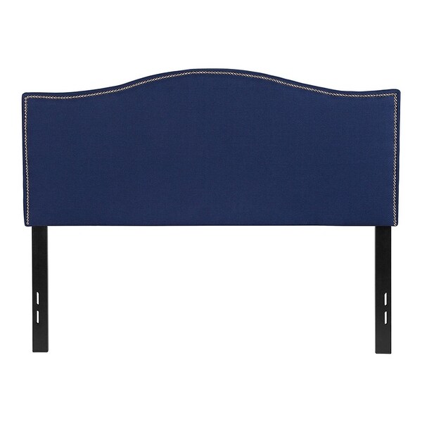 Offex Upholstered Full Size Headboard with Accent Nail Trim in Navy Fabric - - 27413798