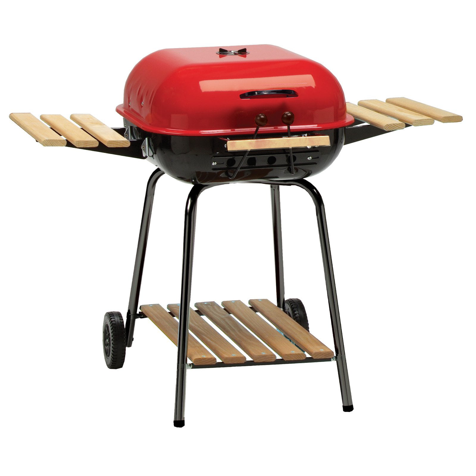 Americana Swinger 6 Position Charcoal Grill， Powder Paint/Red