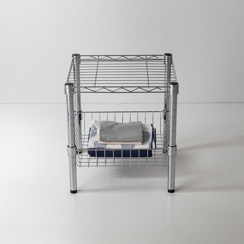 Honey-Can-Do Chrome Wire Table with Basket