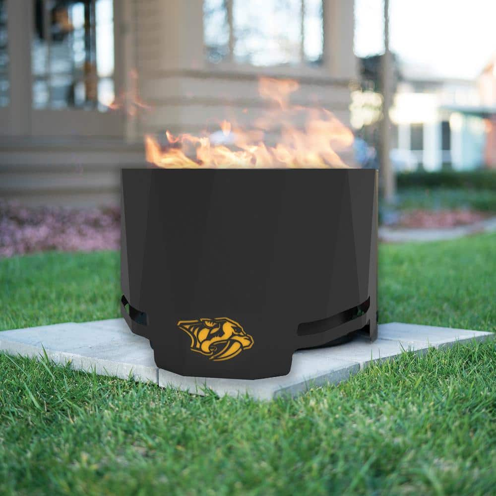 BLUE SKY OUTDOOR LIVING The Peak NHL 24 in. x 16 in. Round Steel Wood Patio Fire Pit - Nashville Predators PFP2416-NP