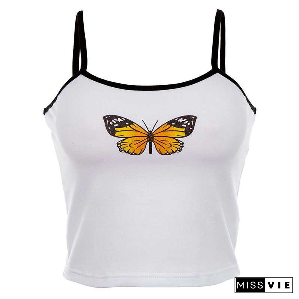 Esthetic Butterfly Printed Spaghetti Strap Butterfly Tank Top