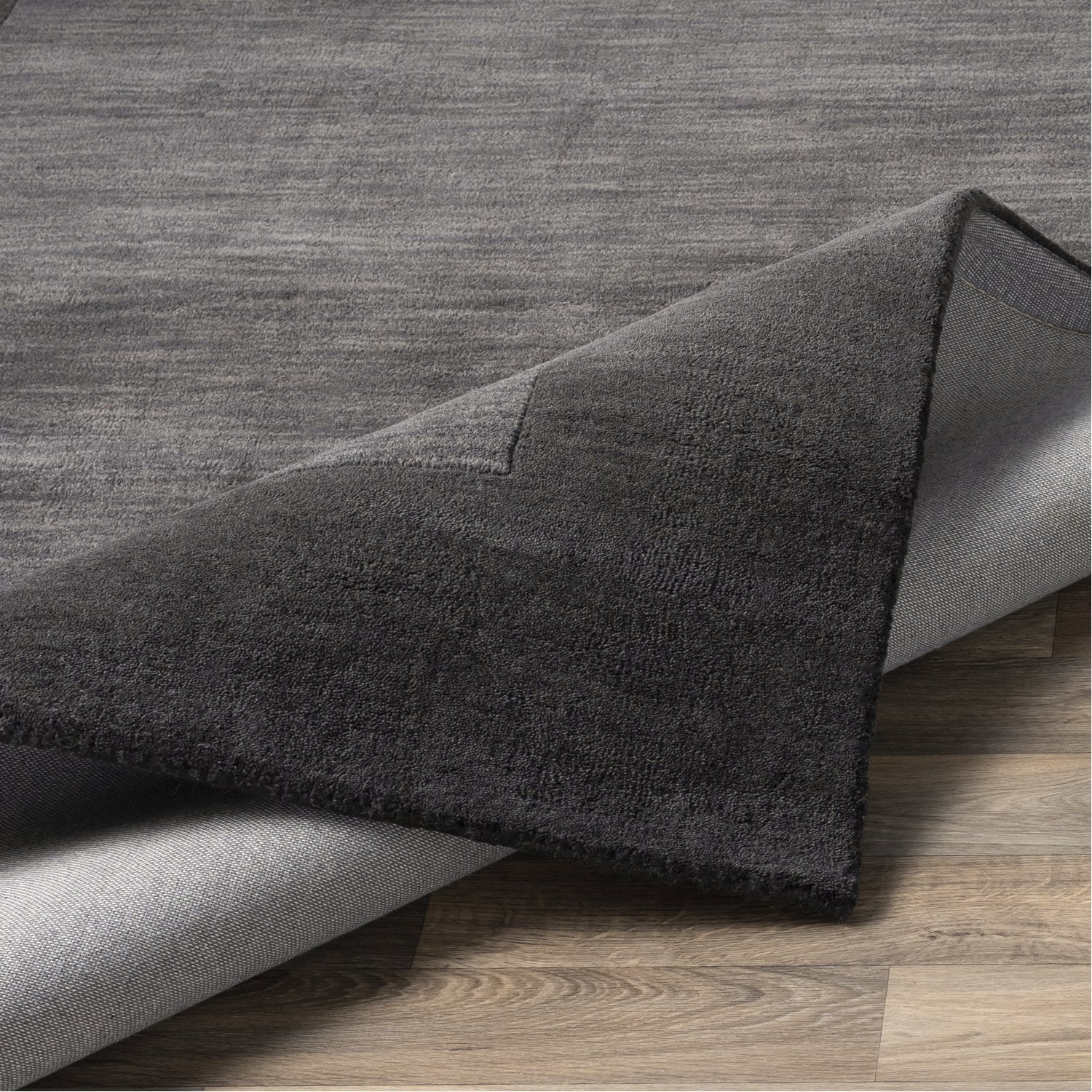 Mystique Collection Wool Area Rug in Jet Black and Charcoal Grey