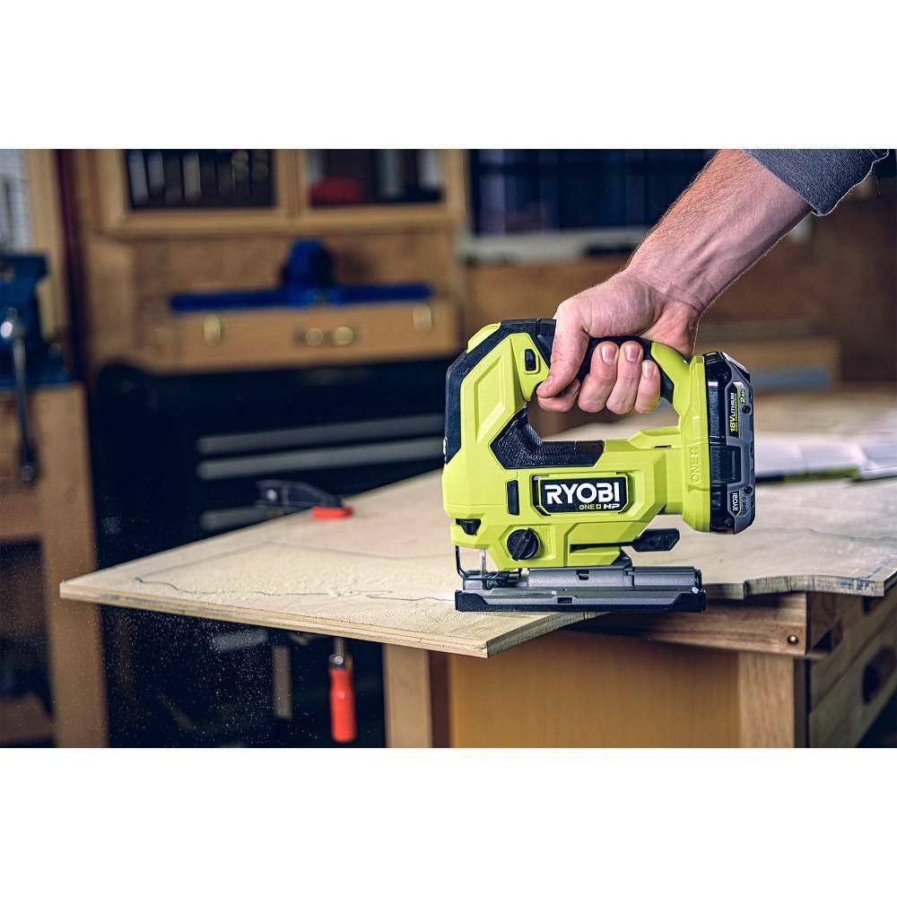 RYOBI ONE+ 18V Lithium-Ion 2.0 Ah 4.0 Ah and 6.0 Ah HIGH PERFORMANCE Batteries and Charger Kit w HP Brushless Jig Saw PSK007-PBLJS01B