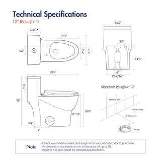 Eridanus Tucson 1-Piece 1.11.6 GPF Siphonic Jet Dual Flush Elongated Compact Toilet in Crisp White Seat Included ERI-1T306