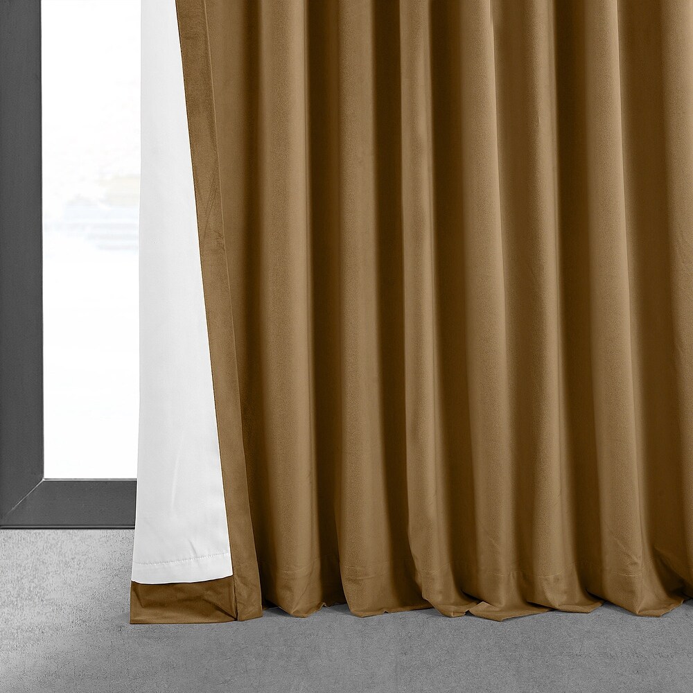 Exclusive Fabrics Signature Extra Wide Amber Gold Velvet Blackout Curtain (1 Panel)   Luxurious Blackout Drapery