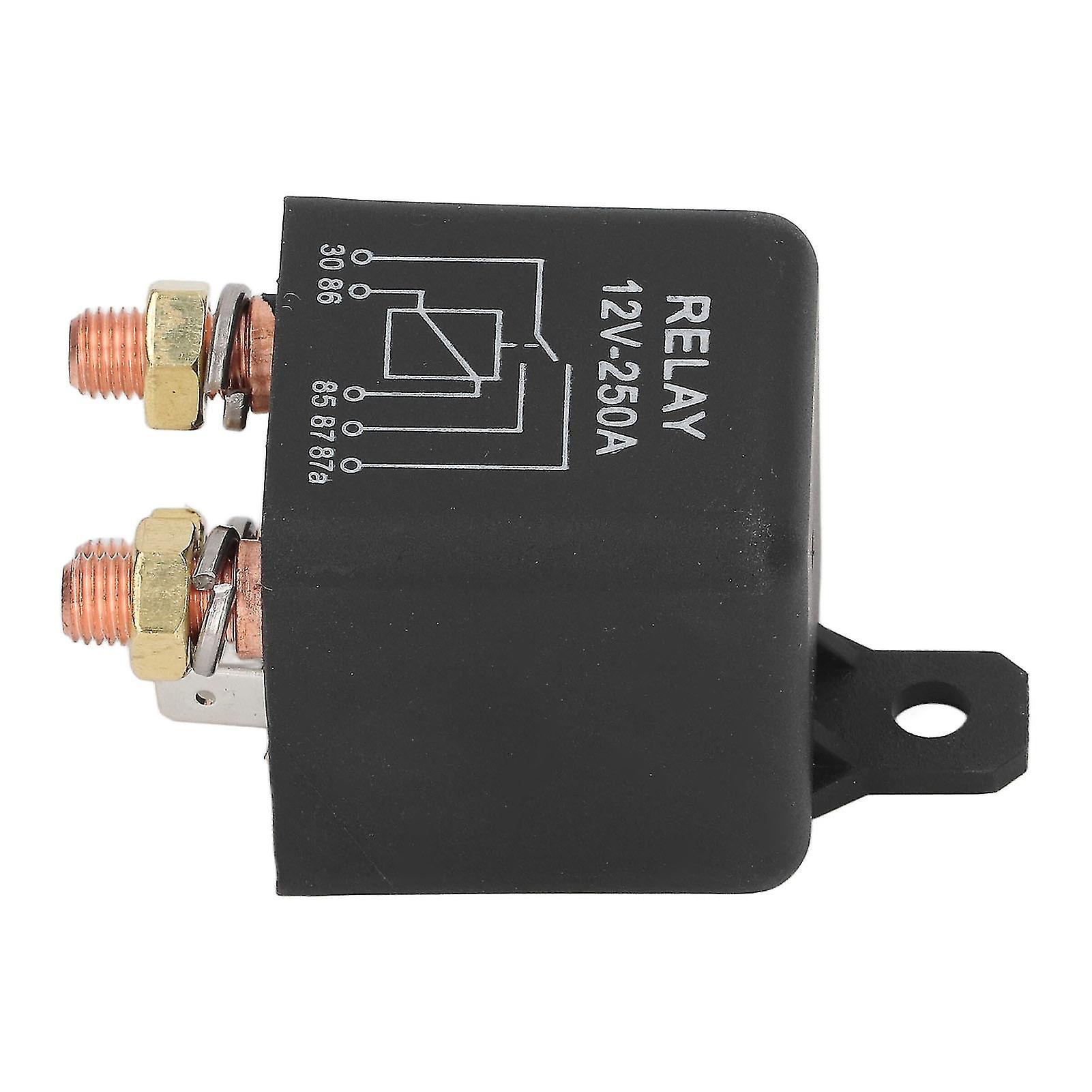 Car Start Relay 5 Pin 250A Stainless Steel Brass Normally Open Auto Start Relay for Lawn Mower DC 12V