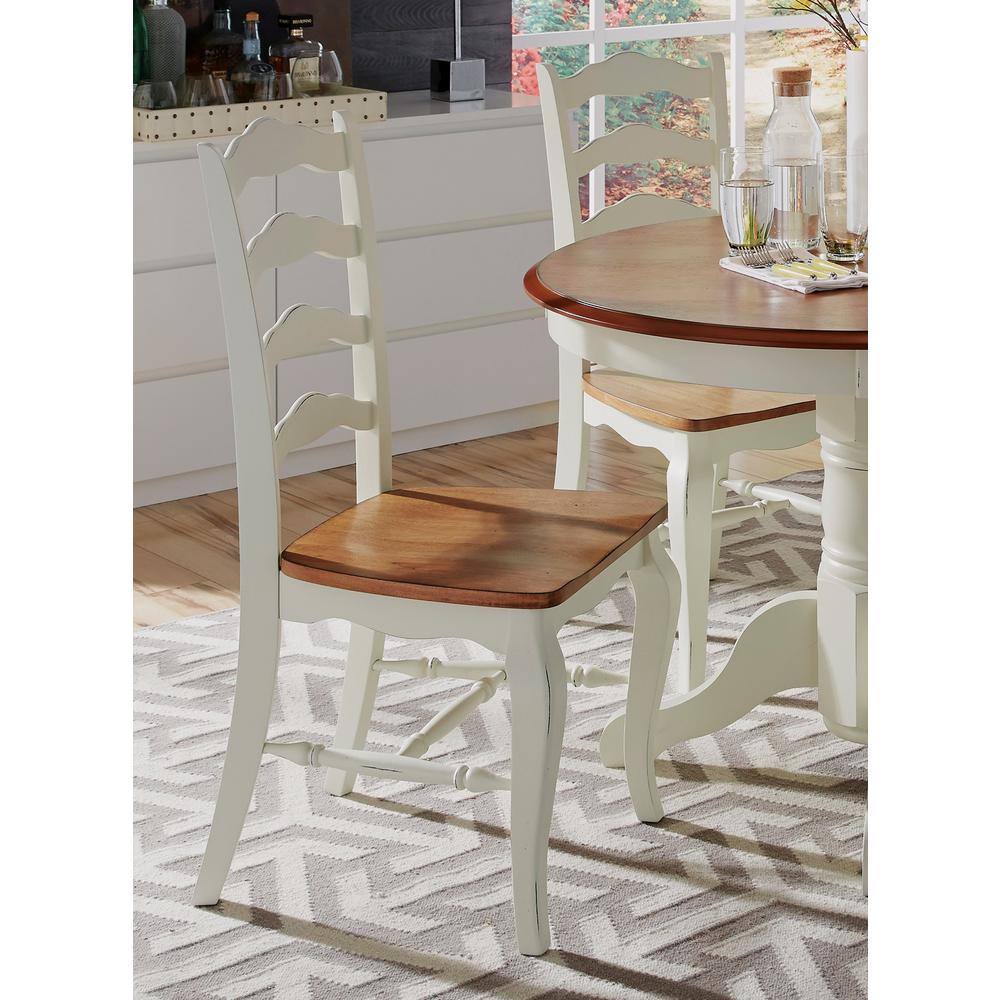 HOMESTYLES French Countryside Rubbed White Oak Dining Chair (Set of 2) 5518-802