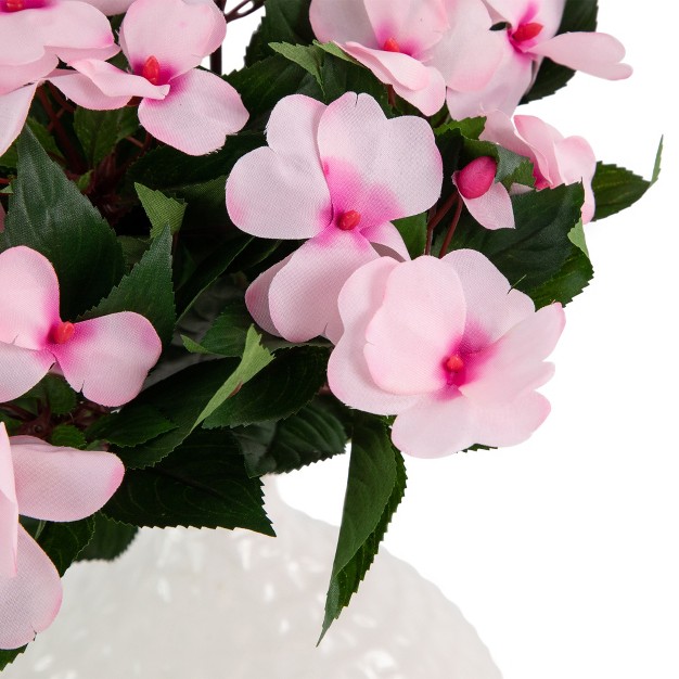 Pink New Guinea Impatiens Artificial Silk Floral Bouquet