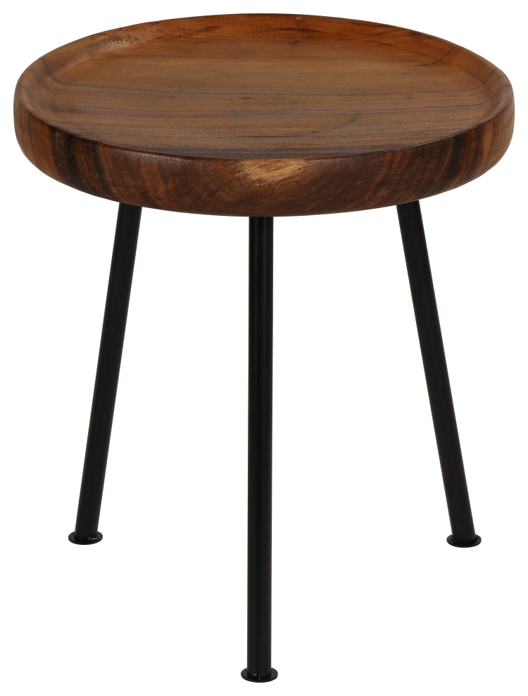 Bare Decor Kuzko Solid Teak Wood Small Side Table  15 quotRound   Industrial   Side Tables And End Tables   by CozyStreet  Houzz