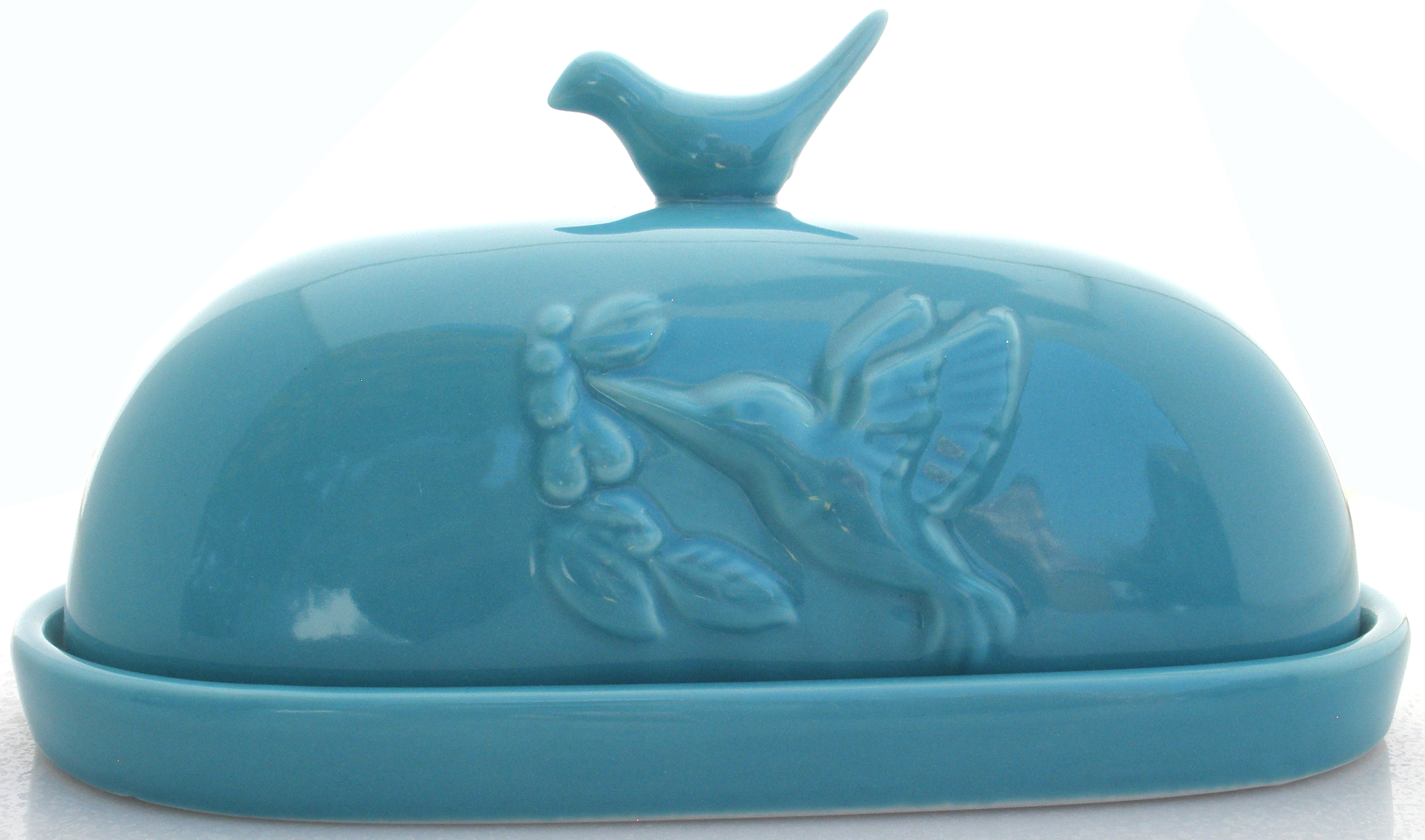 JBK Pottery Hummingbird Butter Dish - Teal