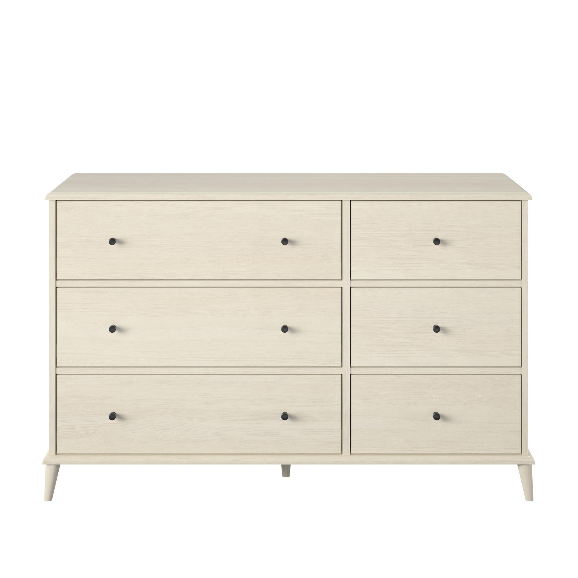 Queer Eye Farnsworth 6 Drawer Mid-Century Modern Dresser, Ivory Oak