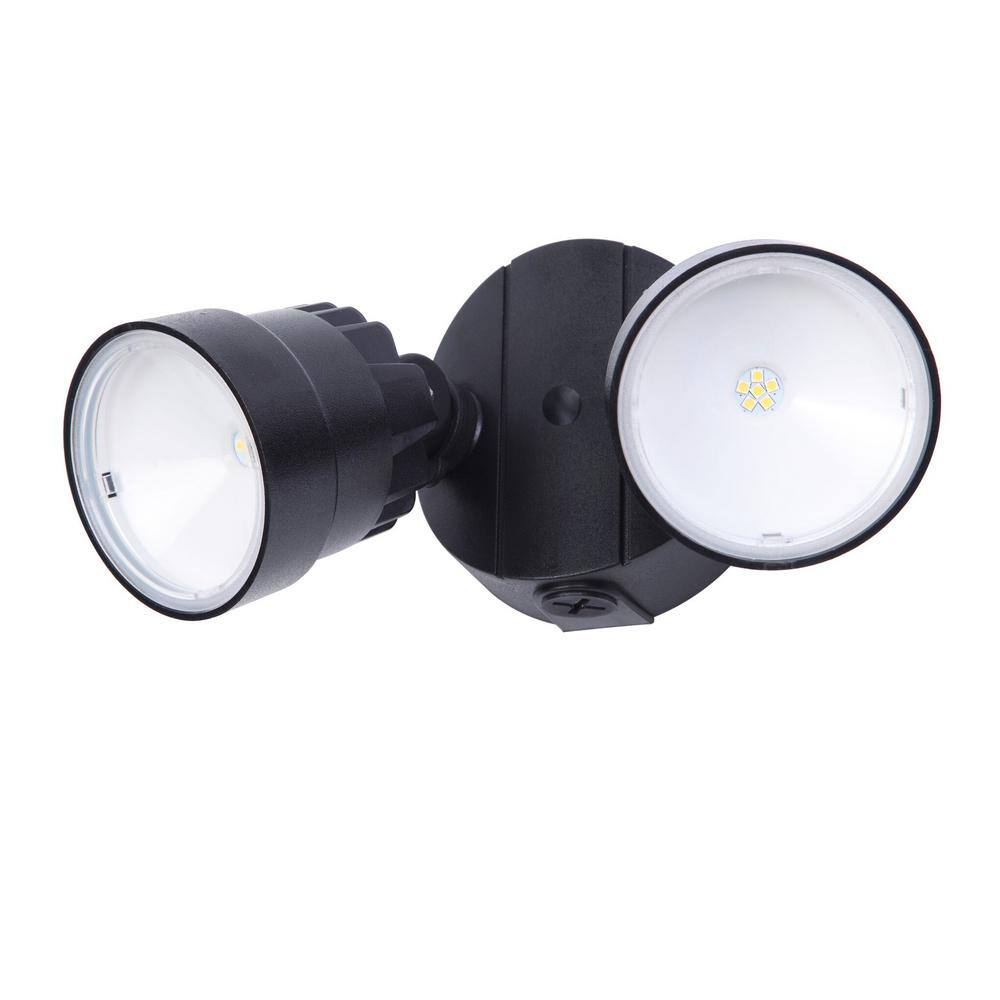 LUTEC 2-Light Black Outdoor Integrated LED Wall Mount Flood Light P6221B