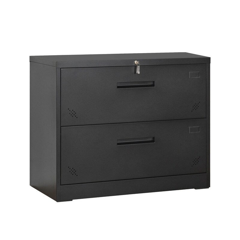 2 Drawer Lateral Filing Cabinet for Legal/Letter A4 Size  Large Deep Drawers Locked By Keys for Home office