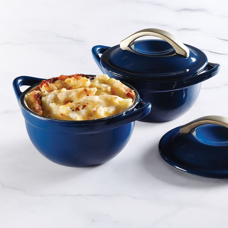 Cravings By Chrissy Teigen 2 Piece 4.7 Inch Enameled Cast Iron Mini Casserole Set in Blue