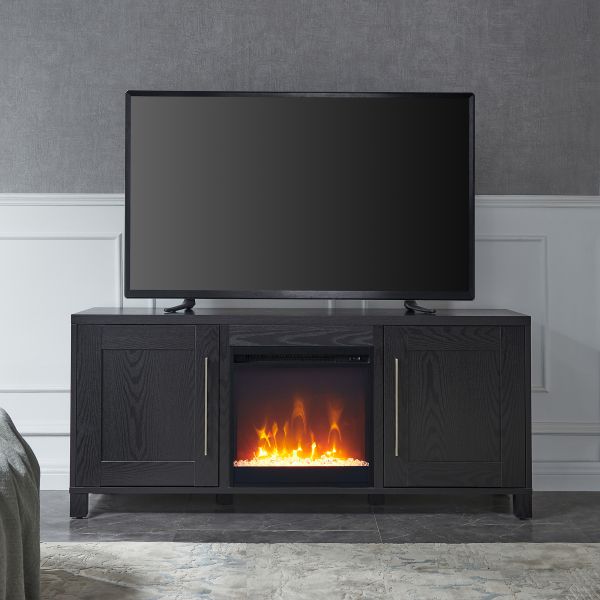 Chabot Rectangular TV Stand with Crystal Fireplace for TV's up to 65