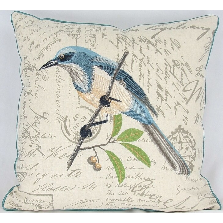 Avian Collection Feather/Down Filled Decorative Pillow Sham  Blue Bird  18 Inch by 18 Inch